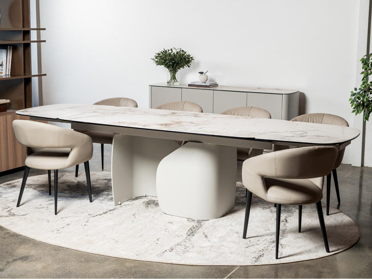Messina Extension Dining Table Milan White Marble