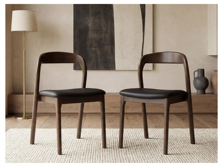 Inari Dining Chair Walnut / Black PU Set of 2