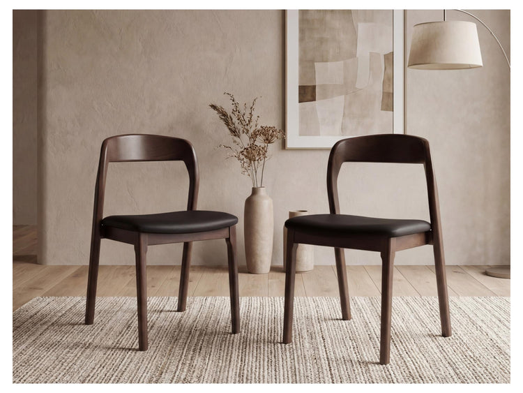 Inari Dining Chair Walnut / Black PU Set of 2