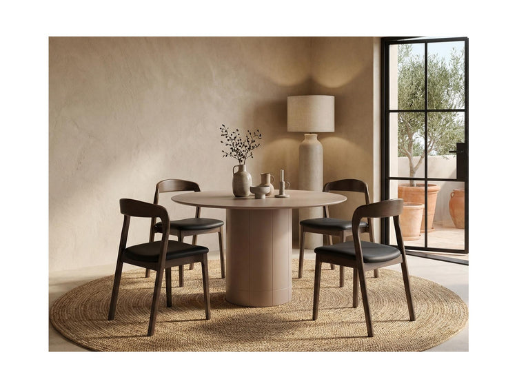 Inari Dining Chair Walnut / Black PU Set of 2