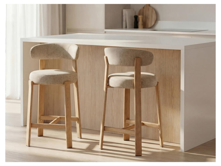 Avila Bar Stool Beige/ Natural Set of 2