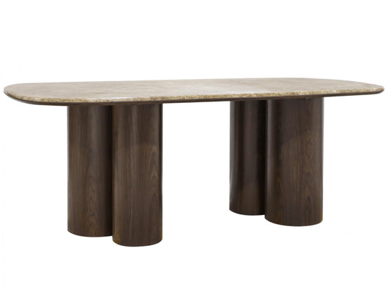 Spoleto Dining Table Dark Emparador / Dark Walnut