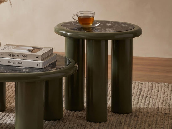 Tiber Side Table Olive / Grey Stone