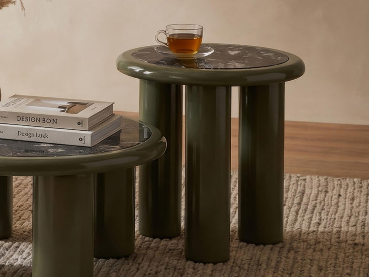 Tiber Side Table Olive / Grey Stone