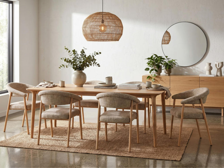 Como Dining Chair Beige / Natural Oak Set of 2