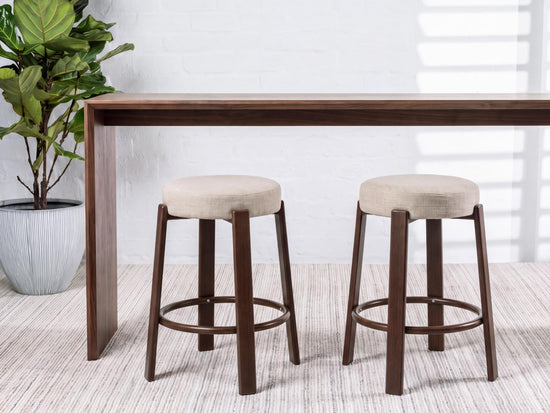 Bergen Bar Stool Beige / Walnut Set of 2