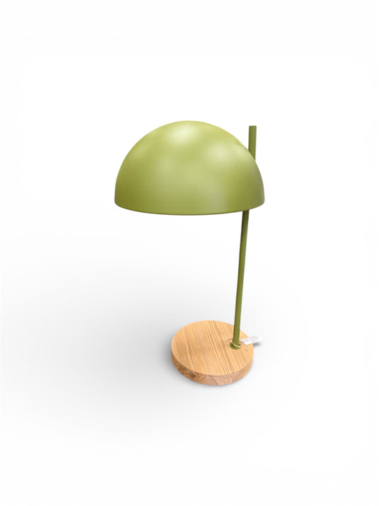 Catlar Ash Wood & Metal Table Lamp (Green