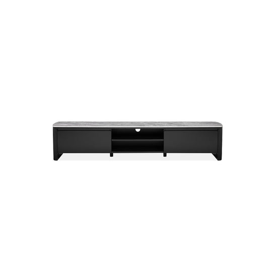 Aden Entertainment Unit - black powder-coated frame, sintered stone top