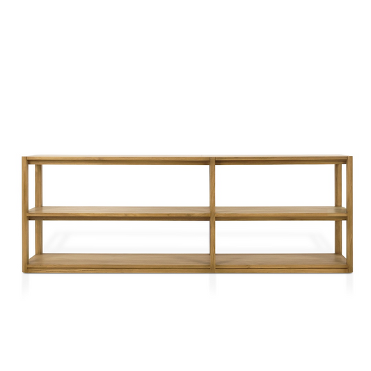 Mila Solid Teak Lowline Bookcase