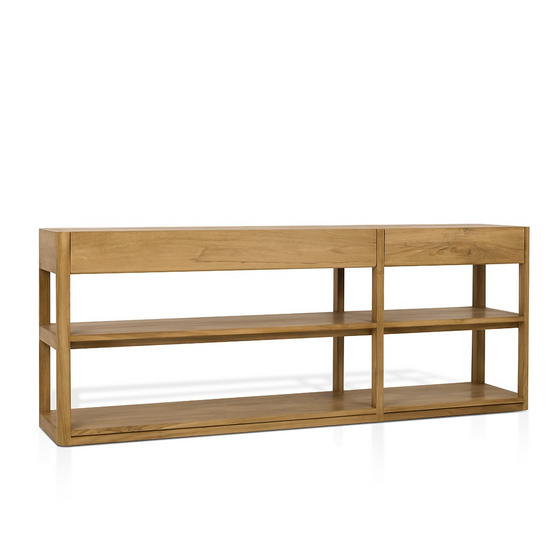 Mila Lowline Bookcase drawers open