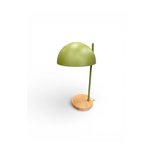 Catlar ash wood & metal table lamp green
